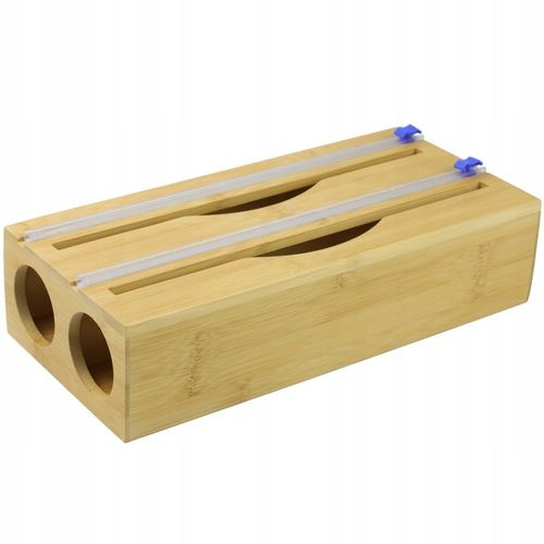 DOZOWNIK BAMBUSOWY DO FOLII SPOŻYWCZEJ Z OBCINACZEM KUCHENNY DWUKOMOROWY na Arena.pl