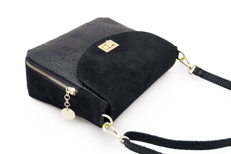 VERA PELLE torebka damska zamszowa listonoszka z paskiem V290 pomarańczowa zdjęcie 7