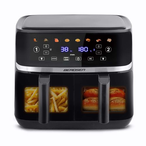 Duża frytkownica beztłuszczowa 10,2l Air fryer XL dwukomorowa Berdsen 1700W BD-657 czarna na Arena.pl