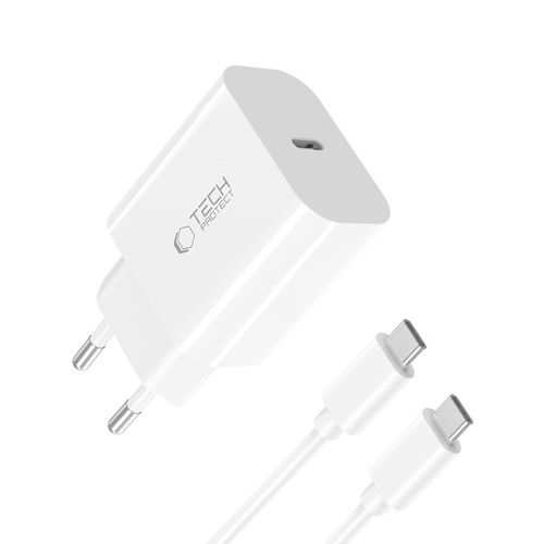 tech-protect nc20w 1-port network charger pd20w + type-c cable white na Arena.pl