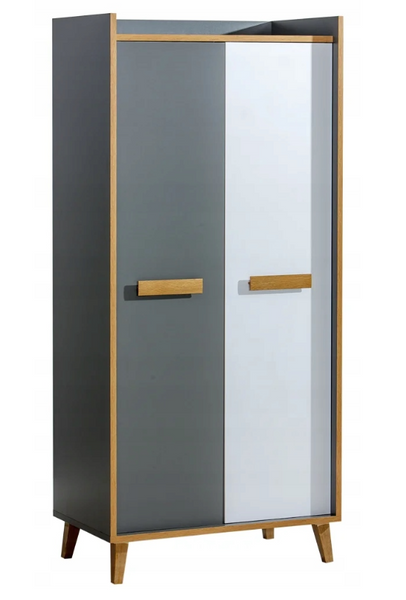 Nowoczesna Szafa 2D Antracyt+Biel+Rivera 90 cm WERSIMO DL zdjęcie 1