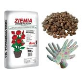 Mieszanka do sadzenia roślin Ziemia 20 + Keramzyt 10l, Rękawiczki