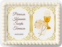 OPŁATEK PROSTOKĄTNY NA TORT KOMUNIA ŚWIĘTA + NAPIS