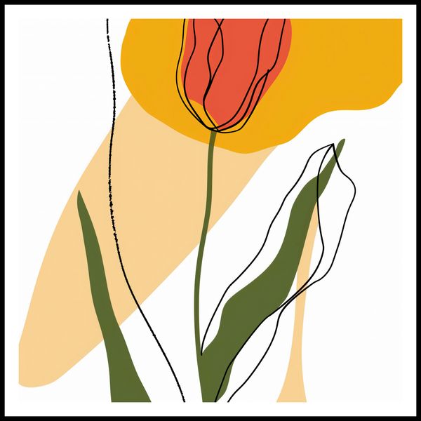 Plakat 80x80cm Przerysowany Tulipan zdjęcie 3