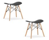 Taboret czarny KORFU stołek kuchenny 46 cm skandynawski nogi bukowe x2