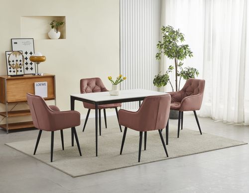 Krzesło JORK - róż aksamit / nogi czarne x 1 na Arena.pl