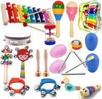 DREWNIANE INSTRUMENTY DLA DZIECI CYMBAŁKI + torba DUŻY ZESTAW INSTRUMENTÓW