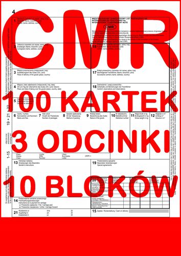 cmr list przewozowy 100 kartek - 3 odcinki - 33 komplety - 10 szt. na Arena.pl