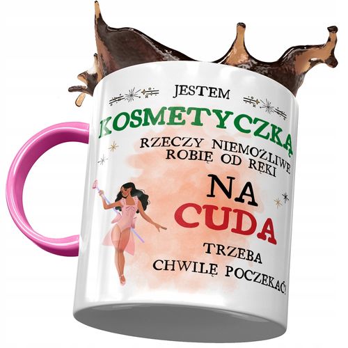 Kubek Różowy Dla Kosmetyczki Na Cuda! Prezent Z Nadrukiem Ze Zdjęciem na Arena.pl