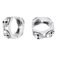 Czaszka Head Męskie Retro Hip Hop Kolczyki, S925 Srebrne