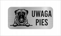 GRAWER Tabliczka nierdzewna 20x10 cm UWAGA PIES Bullmastiff