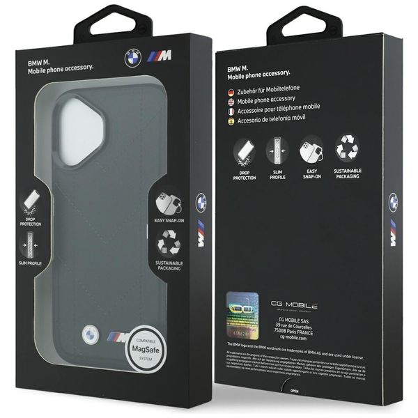 Etui BMW M Quilted Logo MagSafe do iPhone 17 czarny zdjęcie 8