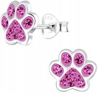Kolczyki łapki srebrne różowe łapki sztyft srebro próba 925
