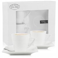 KPL FILIŻANEK PORCELANOWYCH ZE SPODKAMI 2 SZT NA KAWĘ HERBATĘ 80 ML