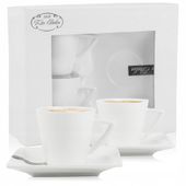 KPL FILIŻANEK PORCELANOWYCH ZE SPODKAMI 2 SZT NA KAWĘ HERBATĘ 80 ML