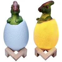 Lampka nocna dinozaur triceratops jajko RGB LED świecące dla dzieci