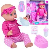 LALKA NEWBORN BABY BOBASEK BOBAS PIJE SIKAJĄCA Z NOCNIKIEM BUTELKĄ PIELUCHA