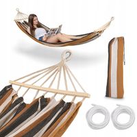 HAMAK Ogrodowy DWUOSOBOWY POKROWIEC Torba BRĄZOWY Tadar Paski 200 x 150 cm