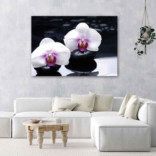 OBRAZ NA PŁÓTNIE Orchidea Zen Kamienie 100x70 na Arena.pl