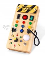 DREWNIANA TABLICA MANIPULACYJNA SENSORYCZNA WŁĄCZNIK ŚWIATŁA MONTESSORI LED