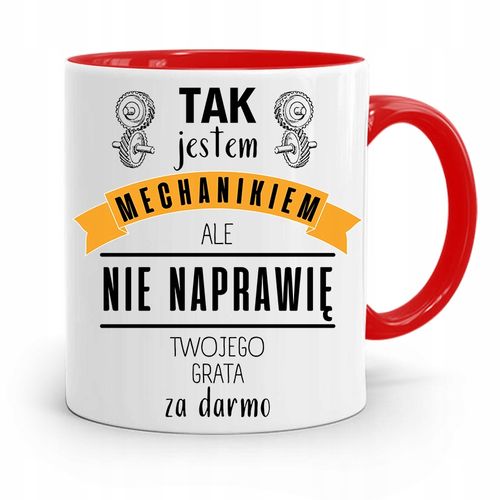 Kubek Czerwony Mechanika Tak Jestem Mechanikiem Z Nadrukiem Ze Zdjęciem na Arena.pl