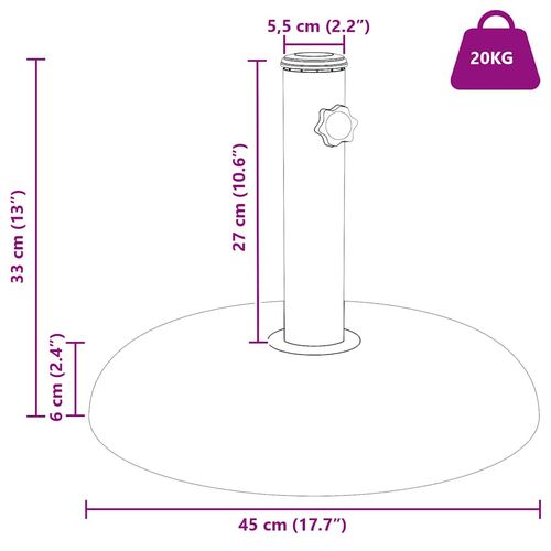 Podstawa do parasola Jasnoszary Szary 45 x 45 x 40 cm na Arena.pl