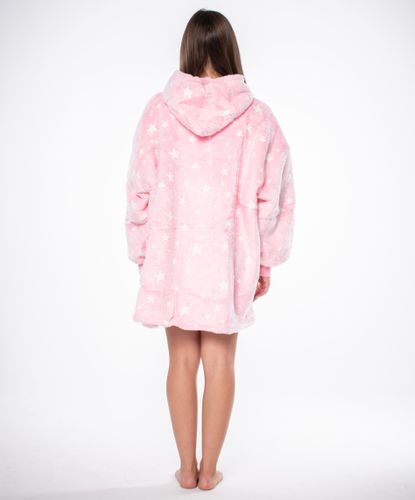 Bluza Koc Kocobluza 2w1 Oversize Ciepła Sherpa Różowa w Gwiazdy Prezent na Arena.pl