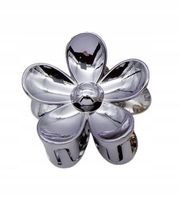 Piękna spinka klamra akrylowa kwiatek 7cm szary błyszczący