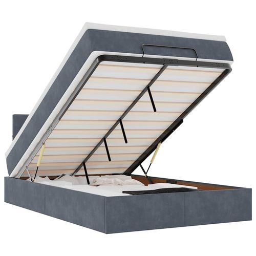 Łóżko otomana z materacem i LED, ciemnoszary, 120x190cm aksamit na Arena.pl