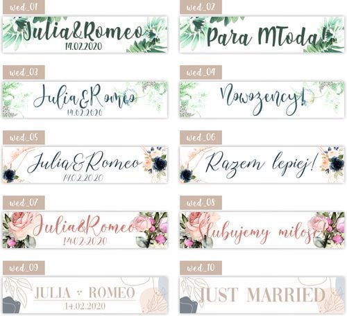 TABLICE ŚLUBNE weselne tablica na samochód IMIONA na Arena.pl