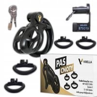 KLATKA NA PENISA PAS CNOTY Z ZAPIĘCIEM NA KLUCZ BDSM CHASTITY CAGE XS