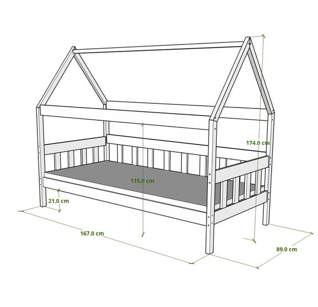 Łóżko parterowe DOMEK SKRZAT pod materac 80x190 zdjęcie 3