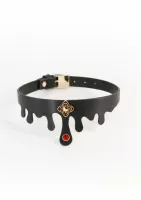 fetish & fashion elvira collar z ozdobnym rubinem i złotym detalem