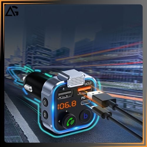 TRANSMITER BLUETOOTH SAMOCHODOWY FM USB 3.0A + 1.0A QC USB-C ŁADOWARKA na Arena.pl