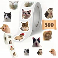Naklejki 500 szt KOTY rolka memy wodoodporne, śmieszne wlepy mix XXL