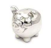 SKARBONKA ŚWINKA LUSTRZANA glamour srebrna 13 cm OTWIERANA