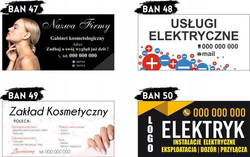 BANER OCZKOWANY reklamowy 100x50 cm różne wzory MECHANIK ELEKTRYK plandeka na Arena.pl