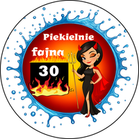 Opłatek na tort Urodziny Piekielnie Fajna Kobieta Postać Whisky Drink 18 40