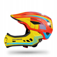 Kask rowerowy dziecięcy z odpinaną szczęką rozmiar S - żółto-pomarańczowy