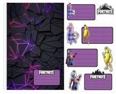 NAKLEJKI NA ZESZYT ZESZYTY NALEPKA 8szt - FORTNITE WZORY Z GIER + GRATIS