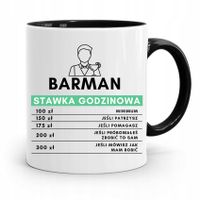 Kubek Czarny Barmana Barman Stawka Godzinowa Z Nadrukiem Ze Zdjęciem