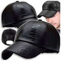 CZAPKA Z DASZKIEM SKÓRZANA BEJSBOLÓWKA MĘSKA SKÓRA CZARNA NA WIOSNĘ I