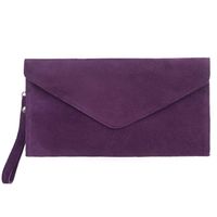 VERA PELLE torebka damska zamszowa kopertówka listonoszka V646 c.fioletowa