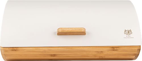 Chlebak pojemnik na pieczywo na chleb bułki stalowy bambusowy biały na Arena.pl