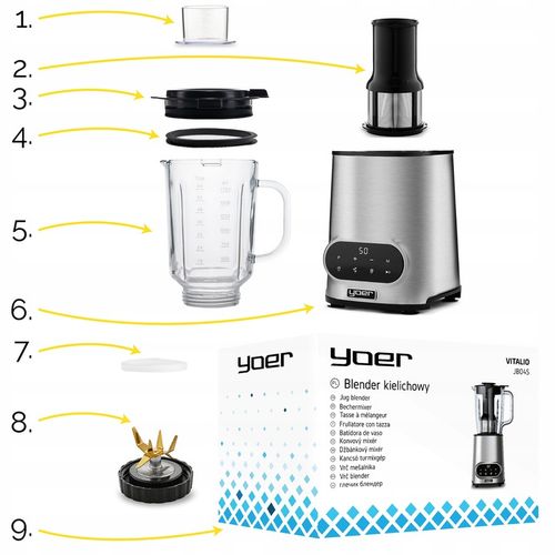 Blender kielichowy automatyczny Yoer 2,4L 2200W Tritan +INOX +Sito do na Arena.pl