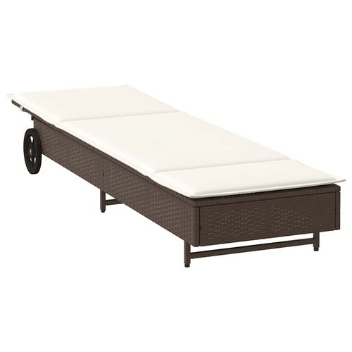 Leżak na kółkach, z poduszką, brązowy, polirattan na Arena.pl