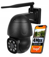 ZEWNĘTRZNA CZARNA BEZPRZEWODOWA KAMERA WIFI OBROTOWA IP 4MPX TUYA SMART DVS
