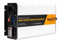 PRZETWORNICA PRĄDU NAPIĘCIA CZYSTY SINUS 12V 230V MAXX 1500/3000W LCD PILOT