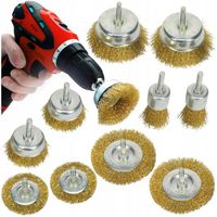 SZCZOTKI DRUCIANE MOSIĄDZ NA WKRĘTARKĘ WIERTARKĘ DRUT STALOWY ZESTAW 10 SZT