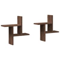 Półki ścienne, 2 szt., brązowy dąb, 38x12x38 cm
